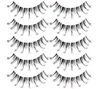 5 Pairs False Eyelashes Fiber with Rhinestones Black | Decorative Glitter Finish, Five Pairs Included, Line Design, Suitable for Halloween, Valentine Events