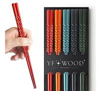 5 Pairs Fiberglass Chopsticks, Premium Japanese Reusable Chopsticks with Pattern, Chopstick Gift Set for Sushi, Asian Dishes, Dishwasher Safe(5 Colors)
