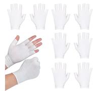 5 Pairs Fingerless Cotton Gloves, Touchscreen Half Finger Moisturising Gloves, Cut 5 Fingertips White Gloves, Anti UV Nail Gloves for Dry Hands, SPA, UV Protection, Nail Art
