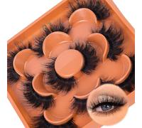 5 Pairs Fluffy False Eyelashes Cat Eye Lashes Strips - 6D Faux Mink Lashes- 18MM Wispy Long & Thick Volume Fake Eyelashes (Strip Lashes)