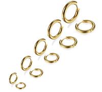 5 Pairs Gold Tone Stainless Steel Stud Earrings for Men Women 8-16mm Stainless Steel Metal