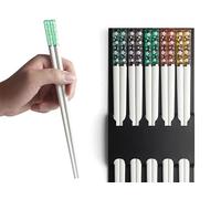 5 Pairs Japanese Fiberglass Chopstick Set with Unique Pattern Dishwasher Safe, Reusable Non-Slip Chopstick Gift Set for Asian Dishes Sushi Rice Noodles, Nicely Boxed Chinese Chopsticks