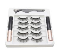5 Pairs Magnetic Eyelashes + 2 Waterproof Liquid Eyeliners + Tweezers False Eyelashes Extension Set