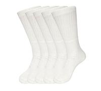 5 Pairs Men’s fully cushioned Cotton Rich Plain Athletic training Workout Sports Socks Breathable Crew Men Sportswear socks walking sports Mens socks (6-11, White)