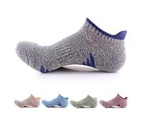 5 Pairs Men Women Low Cut Hiking Socks - No Blister Terry Cushion, Breathable, Moisture Wicking, Arch Support, for Outdoor Sports Running Walking Trekking Cycling Camping Golf Gym, Unisex UK Size 4-7
