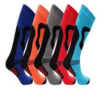 5 Pairs Mens High Performance Thermal Ski Socks - Multicoloured - Mens UK Size 6-11 (EU 39-45)