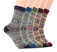 5 Pairs Mens Thermal Socks Vintage Casual Thick Socks Mens Winter Warm Socks Fluffy Socks For Men Size 5-9