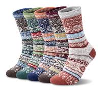 5 Pairs Mens Vintage Merino Wool Socks Thermal Winter Sock Warm Wool Socks Soft and Breathable Christmas Socks for Men