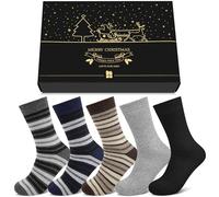 5 Pairs Mens Wool Socks, Soft Cozy Thick Warm Breathable Crew Thermal Socks men for Christmas Winter, with a Gift Box