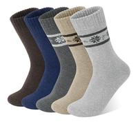 5 Pairs Mens Wool Socks, Soft Cozy Thick Warm Breathable Crew Thermal Socks men for Winter, Gifts for Men