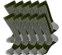 5 Pairs Military Socks Mens Army Green Hiking Socks Crew Boot Socks Moisture Wicking for Soldier Work Sports Hiking (UK, Alpha, One Size, Regular, Regular, Thickened Green Style 3)