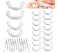 5 Pairs Natural Fake Dentures for Self-Applying Temporary Dentures, Universal Dental Veneers Upper and Lower Temporary Fake Teeth of Bad Teeth Imperfect Teeth