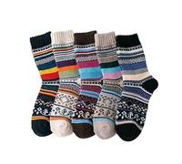 5 Pairs Nordic Winter Soft Warm Wool Ethnic Style Socks UK 4-8 … (UK, Numeric, 5, 9, Regular, Regular, Magnus)