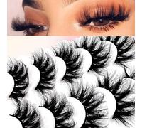 5 Pairs of 3D False Eyelashes, Faux Mink, Fluffy, 20 mm Long, Dramatic False Eyelashes, 8D Volume, Curly Fake Eyelashes, Thick, Full Volume Eye Lashes, Pack (506)
