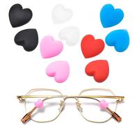 5 Pairs of Colorful Heart Shaped Glasses Ear Grips - Silicone Anti Slip Glasses Grips - Soft Ear Hooks for Glasses Grips Behind Ears - Suitable for Sunglasses, Sports Glasses, and Reading Glasses