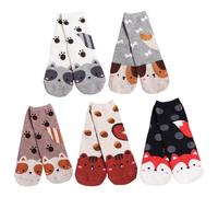 5 Pairs Of Cute Cartoon Socks, Mid-Calf Women’S Socks, Funny Creative Socks, Soft Elastic Socks, Warm Casual Socks