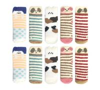 5 Pairs Of Dog And Cat Fleece Socks, Women's Fluffy Socks, Women's Bed Socks, Gifts For Teenage Girls, Secret Santa Gifts