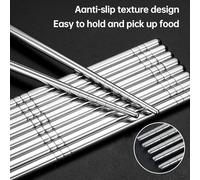5 Pairs of Lightweight Silver Stainless Steel Chopsticks Anti-Slip Reusable Dishwasher Safe Perfect for Easy Dining and Eco-Friendly Eating