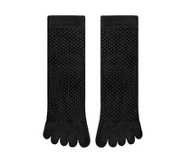 5 Pairs Of Men's Mid-calf Solid Color Sweat-absorbent Five-toe Massage Socks For Training Running Fitness(Black)