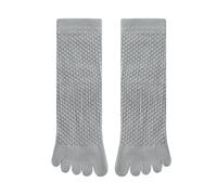 5 Pairs Of Men's Mid-calf Solid Color Sweat-absorbent Five-toe Massage Socks For Training Running Fitness(Gray)