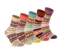 5 Pairs of Wool Socks for Men and Women Winter Socks Soft & Warm, Mix 3, 39-42