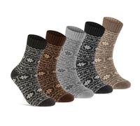 5 Pairs of Wool Socks for Men and Women Winter Socks Soft & Warm, Mix 4, 35-38