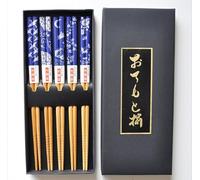 5 Pairs Premium Bamboo Chopsticks Gift Set - Japanese Chinese Style Chopsticks with Elegant Gift Box for Noodles, Sushi, Asian Dining & Housewarming