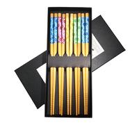 5 Pairs Premium Bamboo Chopsticks Gift Set - Japanese Chinese Style Chopsticks with Elegant Gift Box for Noodles, Sushi, Asian Dining & Housewarming