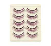 5 Pairs Purple Thick Exaggerated False Eyelashes with Diamonds | High Density, Light Weight, Comfortable Chemical Fiber Hard Stem, for Halloween Party and Cosplay