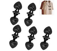 5 Pairs Resin Horn Toggle Buttons,Look Sew On Closures | for Jacket Coat Trench Coats Wool Pea Duffel Coat Cardigan Cape Poncho DIY Sewing Accessories,Black