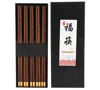 5 Pairs Reusable Chopsticks Wooden Chop Sticks Set Japanese Korean Chopsticks with Non Slip Grip Asian Gift Lightweight Food Safe for Sushi, Noodles, Rice (#1)