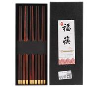 5 Pairs Reusable Chopsticks Wooden Chop Sticks Set Japanese Korean Chopsticks with Non Slip Grip Asian Gift Lightweight Food Safe for Sushi, Noodles, Rice (#4)