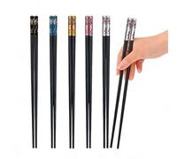 5 Pairs Reusable Fiberglass Chopsticks, Non-Slip Tips for Cooking, Sushi & Noodles, Dishwasher Safe in Elegant Colors (Gold, Black, Pink, Blue, Silver)