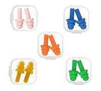 5 Pairs Reusable Silicone Ear Plugs, Noise Cancelling Ear Plugs, Waterproof Swimming EarPlugs, Snoring Sleeping Earplugs, Comfortable Hypoallergenic Material Earplugs for Work, Studying, Noisy Places