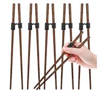 5 Pairs Reusable Training Chopsticks Helpers for Beginner Kids Adult Trainer Learner, Japanese Wooden Chopsticks pack and Holder Helper Set, Dishwasher Safe, L8.86Inch (2.Wenge)