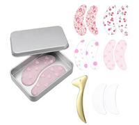 5 Pairs Reusable Under Eye Patches, Silicone Eye Mask with Metal Eyes Cream Applicator, Washable Non Slip Overnight Eyes Patches, Storage Tin Case Included for Daily Care, Multicolor