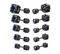 5 Pairs Screw Back Stud Earrings Set, Cubic Zirconia Stud Earring for Women Men Hypoallergenic 316L Surgical Stainless Steel Round Cut CZ 3-7mm, 3-7mm, Brass, Cubic Zirconia