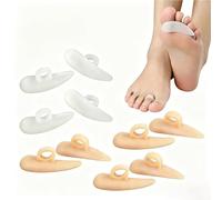 5 Pairs Silicone Gel Hammer Toe Straightener, Hammer Toe Crest Pads, Hammers Toes Support Cushions for Claw, Curled, Overlapping Toes & Bunion Relief/Correction, Unisex (White, Beige)