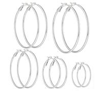 5 Pairs Silver Hoop Earrings for Women Hypoallergenic Small Huggie Earrings