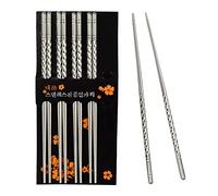 5 Pairs Stainless Steel Chopsticks Chinese Japanese Korean Chopsticks (B)
