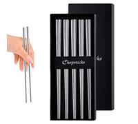 5 Pairs Stainless Steel Chopsticks, Square Chinese Non-Slip Metal Chopsticks Set, Heat Resistant Cooking Chopsticks Set, Reusable Chopsticks for Sushi Dinner Hotpot Tableware Set
