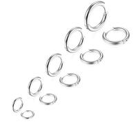 5 Pairs Stainless Steel Huggie Hinged Hoop Earrings for Men and Women, Silver Small Hoops 8MM-16MM, Piercing Jewelry