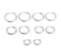 5 Pairs Stainless Steel Silver 8-16mm Closure Hoop 18G Helix Cartilage Tragus Stud Earring Lip Nose Septum Eyebrow Nipple Tongue Endless Piercing Rings