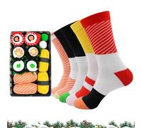 5 Pairs Sushi Socks, Creative Middle Tube Cotton Sushi Socks, Box Design Funny Weird Sushi Food Creative Socks, Sushi Socks for Men and Women