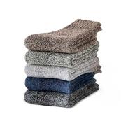 5 Pairs Thermal Socks for Men, Winter Warm Thick Wool Knitting Socks for Skiing, Hiking, Outdoor Sports, Ultra-Soft Cold Winter Thermal Layer Socks, Non-Slip Cuff Design, Size UK 5-11 (Fits 37-45)