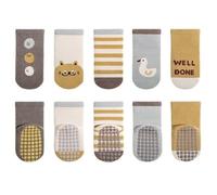 5 Pairs Toddler Socks 1-4 Years - Soft Cotton Anti-Skid Baby Socks with Grippy Dots, Non-Slip Medium Tube Stretchy Cuff for Crawling & Walking (UK, Age, 1 Year, 3 Years, Regular, Five Styles)