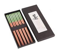 5 Pairs Traditional Japanese Wooden Chopsticks 9" Fish Pattern Reusable Antiskid Chopsticks Set Dishwasher Safe