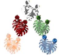 5 Pairs Turtle Back Leaf Drop Earrings for Women Bohemian | Acetic Acid Sheet Finish, Retro Artistic Style, Party and Birthday Gifts, Lightweight 5pcs Set Random Color