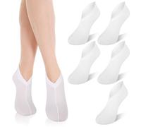 5 Pairs White Spa Socks, Reusable Hydrating Socks, Cotton Blend Breathable Foot Mask Sleeves for Dry, Cracked Feet Relief, Overnight Moisturizing Foot Care, Home SPA Therapy