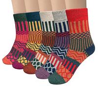 5 Pairs Women Wool Socks, Thick Warm Knitting Thermal Socks, Ladies Winter Socks Christmas Gifts for Women
